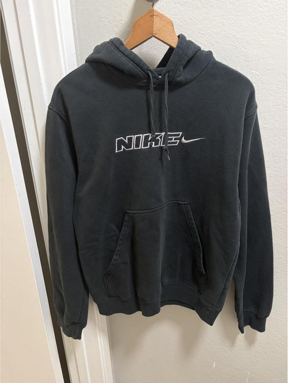 Vintage Nike Hoodie Men S Black Fleece Hoodie Silver Tag Y2K